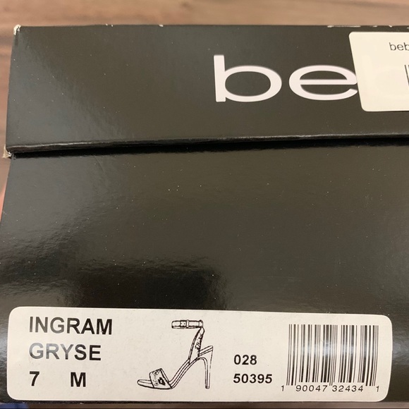 BEBE Ingram Gray Floral Embroidered High Heel Sandal Size 7 - Picture 14 of 14